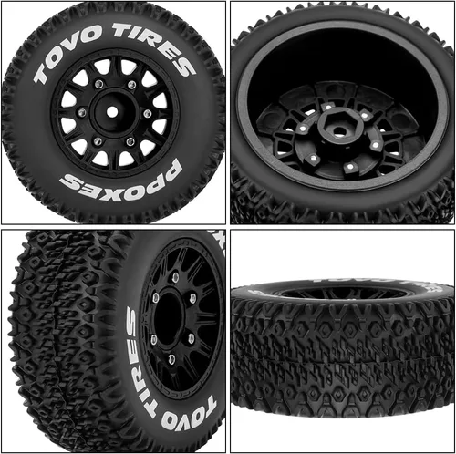 Vista 7 de GLOBACT Ruedas y neumáticos hexagonales RC de 0.472 in/0.551 in 1/10 RC para Arrma Senton Fury Slash Axial Losi Redcat Rc4wd Hex Reemplazo Negro