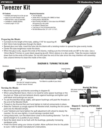 Vista 2 de Penn State Industries PKTWEEZCH Kit de pinzas para proyecto de torneado de madera (cromo)