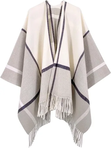 Vista 6 de Moss Rose Chal de viaje para mujer, capa tipo poncho de frente abierto para otoño e invierno