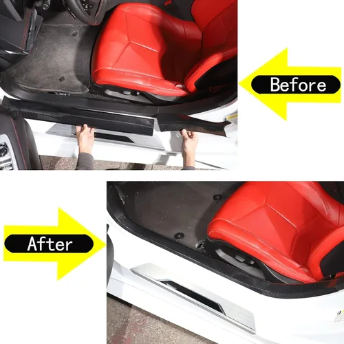 Vista 2 de TOYCIDFG Protectores de placa para umbral de puerta de automóvil, para C8 Corvette Stingray 2020-2023, protector de borde de puerta, panel de fibra