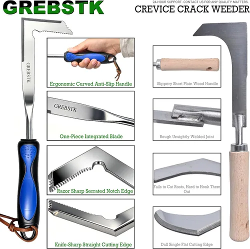 Vista 8 de GREBSTK - Herramienta ligera y afilada de acero inoxidable Razor-Sharp Rust-Resistant L-Shaped Blade, Comfortable Non-Slip Handle, for Patio