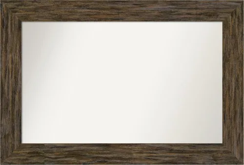 Vista 38 de Amanti Art Espejo personalizado, espejo de baño marrón Fencepost, espejo de pared o espejo de tocador de baño sobre el fregadero (27 x 27 pulgadas)