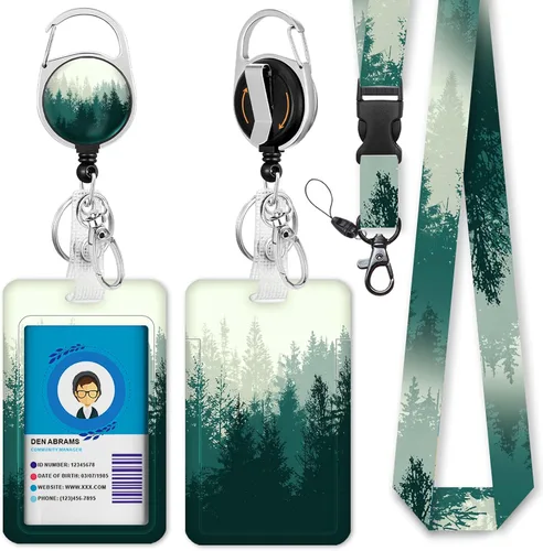 Vista 22 de Cordones negros para insignias de identificación, soporte retráctil para insignias de trabajo, cordón con soporte para tarjeta de crucero, llavero