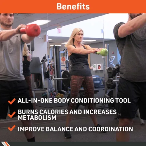 Vista 4 de Body Sport Pesas rusas de hierro con revestimiento de vinilo – Pesa rusa para levantamiento de pesas – Pesa rusa de entrenamiento de fuerza