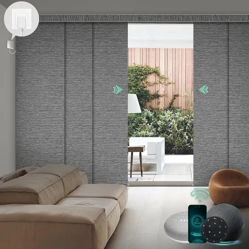Vista 25 de Yoolax - Persianas deslizantes inteligentes personalizadas XL, persianas verticales de tela opacas para puertas de vidrio. Separador de habitación