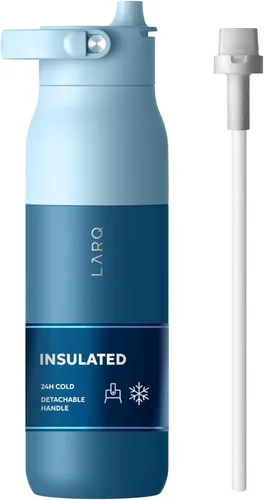 Vista 9 de LARQ Bottle Swig Top - Botella de agua de acero inoxidable aislada de 34 onzas con mango de silicona integrado, sin BPA, botella de agua Negro