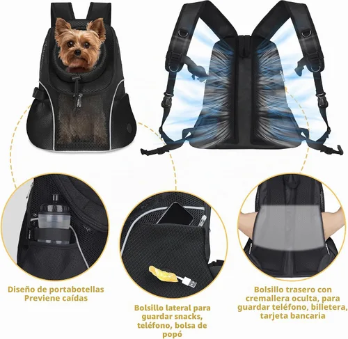 Vista 3 de WOYYHO Mochila portadora de perros para mascotas, mochila frontal