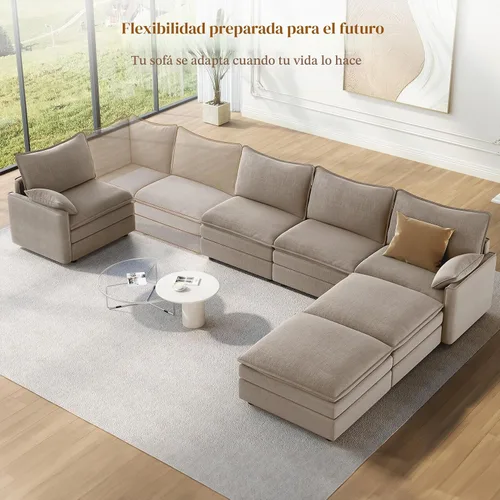 Vista 8 de Vesgantti Comfy Cloud - Sofá modular modular de 142 pulgadas, sofás en forma de U con 2 otomanas para sala de estar, asiento profundo