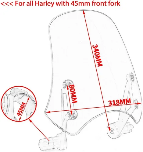 Vista 8 de Parabrisas para motocicleta, deflectores de viento, protector de visera con soporte universal para Ha-rley Dyna Iron 883 Softail Sportster 883