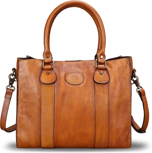 Vista 2 de Bolso bandolera de cuero genuino para mujer, bolso de hombro con asa superior