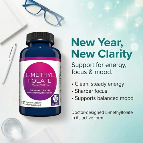 Vista 2 de MD. Life L-metilfolato 7,5 mg, grado profesional, 30 cápsulas, 5-MTHF