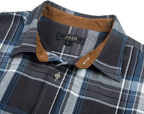 Vista 5 de Camisa casual de franela de manga larga con botones para hombre