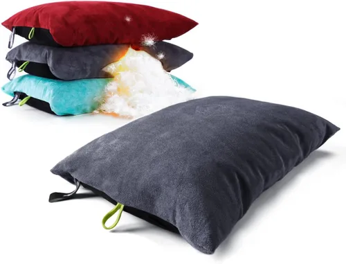 Vista 11 de ZOOOBELIVES Almohada de camping rellena de plumón para viajes, funda suave lavable, cojín de campamento pequeño para cuello y soporte lumbar sobre