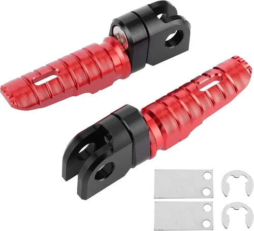 Vista 2 de Acouto Par de estriberas delanteras Pedales de aleación de aluminio aptos para Ninja Z125 PRO Z250/SL Z400 Z900 (rojo) para clavijas delanteras