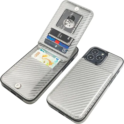 Vista 8 de KIHUWEY Compatible con iPhone 13 Pro Max Funda Cartera con Soporte para Tarjetas de Crédito, Cuero Premium Cierre Magnético Soporte Plegable Funda