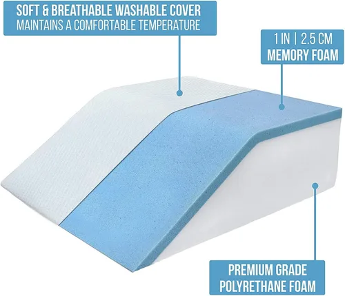 Vista 3 de Abco Tech Almohada de elevación de piernas con parte superior de espuma (gel refrescante), almohada de cuña para piernas, cuñas de piernas