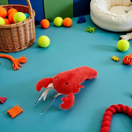 Vista 5 de Juguete masticable de langosta para perros, multiforma, cómodo al tacto, de peluche, para mascotas, sin relleno, juguetes de peluche arrugados