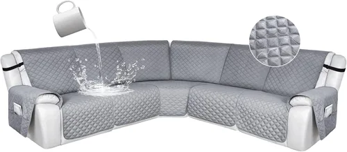 Vista 89 de HDCAXKJ Fundas de sofá seccional reclinable 100% impermeable, forma de L, funda de sofá reclinable lavable acolchada suave para mascotas, perro