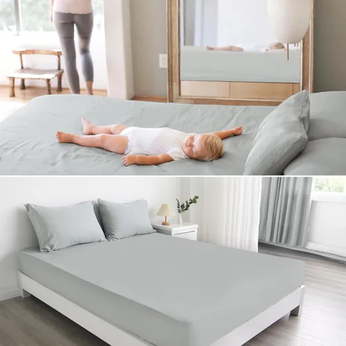 Vista 13 de Sábana bajera individual solo, sábanas de cama individuales de tamaño individual súper suaves y acogedoras para niños con bolsillo profundo de hasta