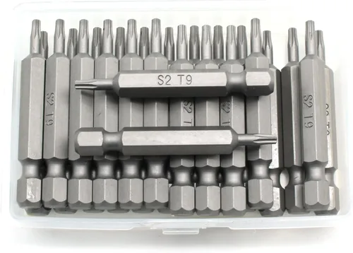 Vista 29 de TMAX Juego de puntas de destornillador de cabeza de estrella T6 Torx de 25 piezas, acero S2 de 6 puntos T-6 puntas de inserción de destornillador