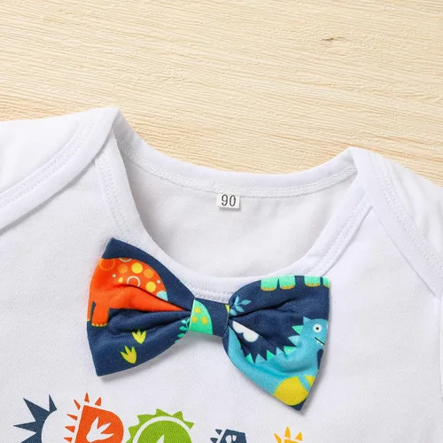 Vista 4 de Viworld Conjunto de ropa de manga corta con tirantes ajustables en Y para bebé, para el primer cumpleaños