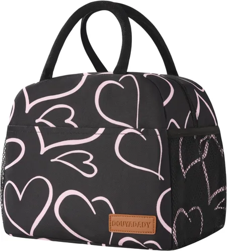 Vista 17 de douyadady Bolsa de almuerzo para mujeres/hombres, fiambrera mujeres/hombres (azul bebé+rayas blancas) Espacioso, ligero, impermeable, resistente