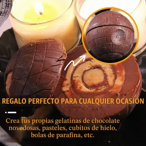 Vista 8 de Star Wars - Molde para cubitos de hielo de estrella de la muerte, molde redondo para cubitos de hielo para whisky, bourbon, cócteles