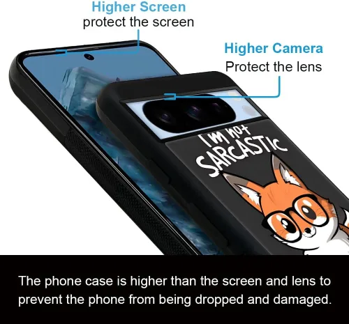 Vista 5 de CARLOCA Funda compatible con Google Pixel 8 Pro, bonitas fundas de Fox Wear para Google Pixel 8 Pro, diseño gráfico, a prueba de golpes