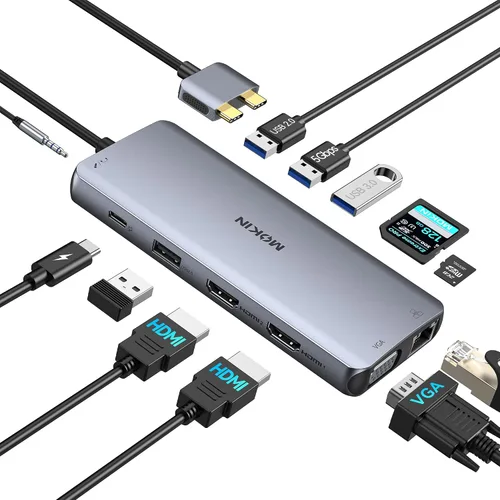 Vista 10 de MOKiN USB C Multipuerto Adaptador Hub para MacBook Pro/Air con Thunderbolt3 Hub