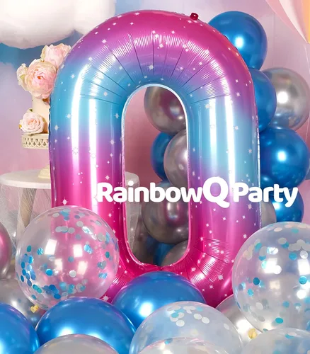 Vista 4 de Globo de número 0 de 40 pulgadas para niño o niña grande estrellado 0-9, globo de Mylar grande del número 0, globos de feliz cumpleaños 0