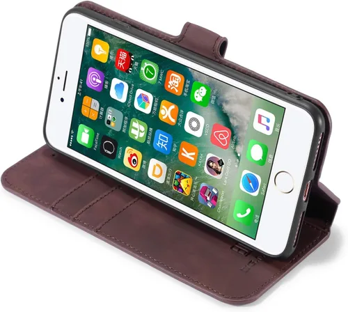 Vista 8 de UEEBAI Funda de cuero PU para iPhone 6 6S, Vintage Retro Premium Wallet Flip Cover TPU Inner Shell [ranuras para tarjetas] [Cierre magnético]