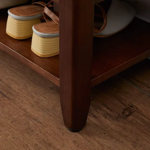 Vista 6 de XKZG Banco de Almacenamiento con Zapatero de Madera, Banco para Zapatos de Madera Sólida Rústica para Entrada (Marrón, 23.6")