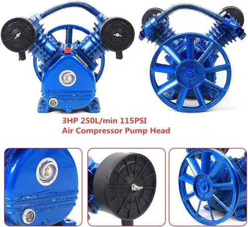Vista 3 de Cabezal de bomba de compresor de aire, cabezal de reemplazo de bomba de compresor de aire tipo V 3HP para reparación de automóviles de fábrica