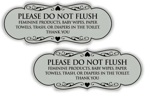 Vista 41 de Signs ByLITA Designer Please Do Not Flush Etiqutte Letrero (negro) - Pequeño 1 paquete