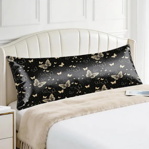 Vista 60 de EXQ Home - Funda de almohada de satén para cuidar el cabello y la piel, tamaño estándar, de seda con estampado negro, juego de 2 fundas con cierre