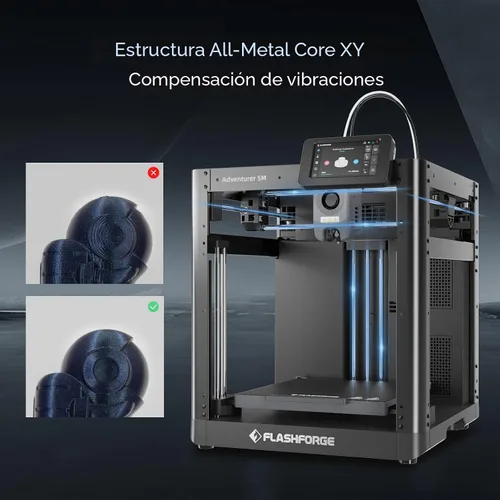 Vista 8 de FLASHFORGE Adventurer 5M Impresora 3D con Nivelación Automática Completa, Impresión de Alta Velocidad Máxima de 600mm/s, Extrusora Directa de 280°C