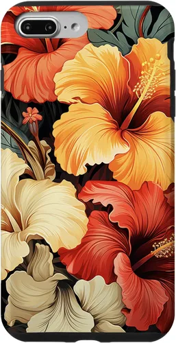 Vista 12 de Hawaiian Tropical Design Yellow Red Hibiscus Plumeria Case for iPhone 17