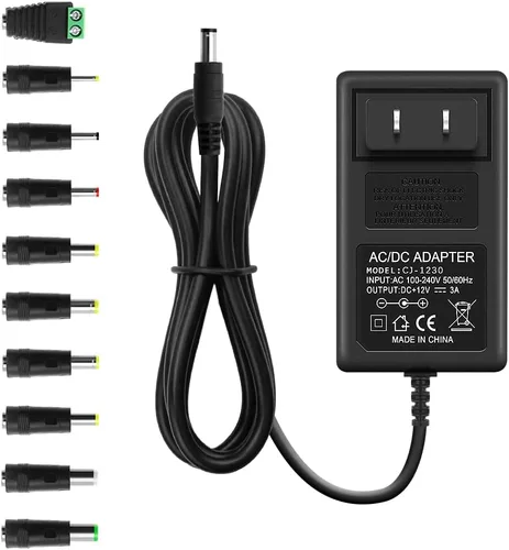 Vista 7 de Adaptador de fuente de alimentación de 12 V 3 A, entrada de 36 W, CA 100 V-240 V a CC 12 voltios, cable de alimentación de 3 amperios con conector