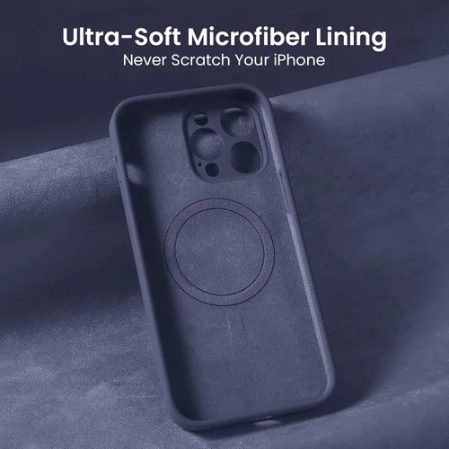 Vista 5 de Antlia Funda magnética diseñada para iPhone 14 Pro Max, [compatible con MagSafe] silicona [protección de cámara], forro interior de microfibra Azul