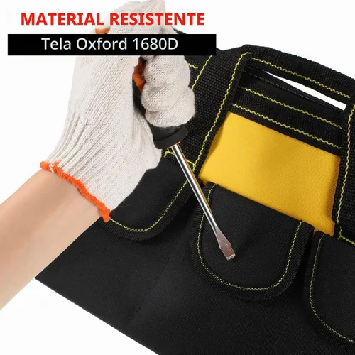 Vista 6 de Bolsa de herramientas de 4 piezas con base moldeada resistente al agua, múltiples bolsillos, bolsa de herramientas de boca ancha, organizador