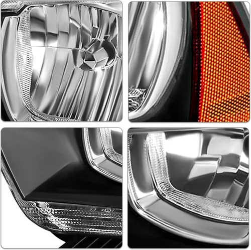 Vista 4 de SOCKIR Juego de montaje de faros delanteros compatible con Dodge Charger 2011 2012 2013 2014 Faro halógeno de repuesto negro con reflector ámbar