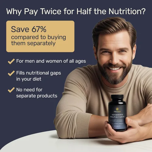 Vista 5 de Inessa Multivitamínico metilado para hombres y mujeres, multivitaminas diarias naturales avanzadas para hombre con CoQ10 100 mg, vitaminas D3, K2