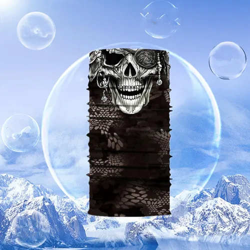 Vista 4 de Máscara facial con polaina para el cuello, bufandas, bandanas Gris (Grey Skull)