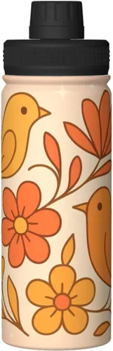 Vista 9 de Abstract flowers Printed Insulated Water Bottle, 18oz Stainless Steel Funny Travel Mug, Leakproof Hot & Cold for Sports, Gym, Hiking