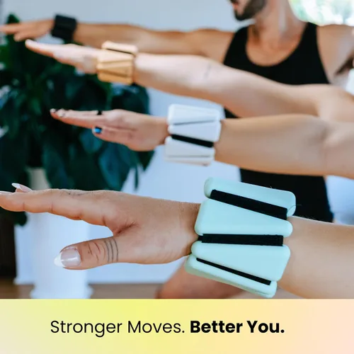 Vista 5 de OmWeights: pesas de muñeca y tobillo para mujeres y hombres, eleva tus entrenamientos con brazaletes pesados, pesas de tobillo para cardio, yoga
