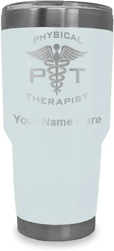 Vista 13 de LaserGram PT Physical Therapeut, vaso aislado al vacío de 20 onzas, grabado personalizado incluido (negro)