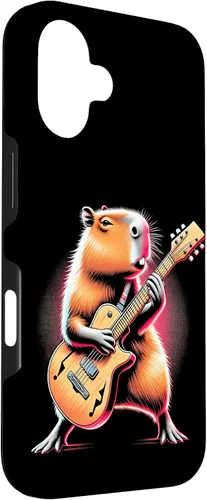 Vista 3 de iPhone 16 Capybara Playing Guitar Like A Rocker Guitarist Rock'n Roll Case
