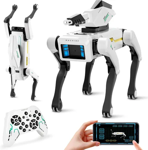 Vista 12 de Kit de perro robot 3 en 1 con ruedas, más de 30 acciones biónicas, voz y control remoto, movimientos programables, batería recargable, juguete
