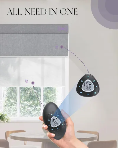 Vista 2 de Graywind Persianas dobles motorizadas para ventanas, persianas dobles inteligentes opacas y filtrantes de luz, persianas motorizadas con control