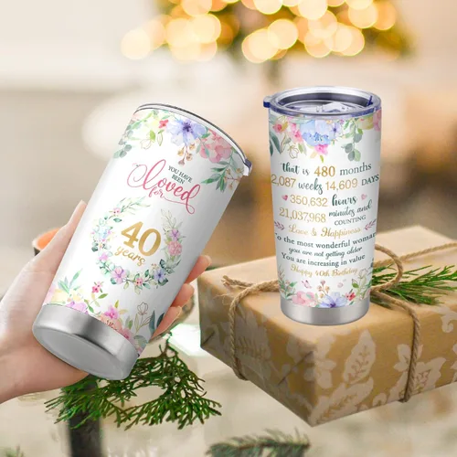 Vista 6 de CaringTee Regalos de cumpleaños número 40 para mujeres, ideas de vaso de cumpleaños 40 de 20 onzas, regalos de cumpleaños de 1983 para mujer de 40
